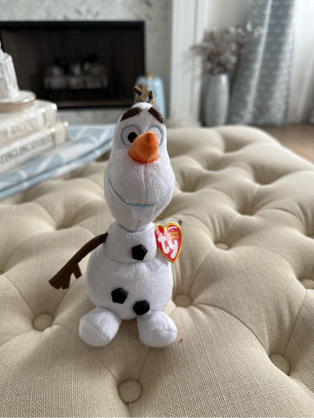 Ty Olaf Plush - White with Orange Nose and Brown Accents